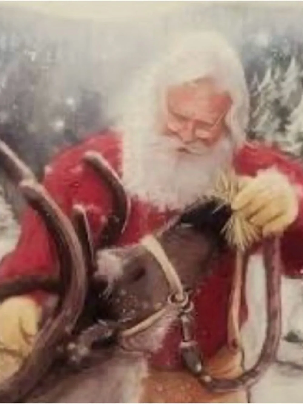 Santa Feeding Reindeer Wall Decor